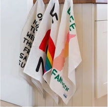 Load image into Gallery viewer, David Shrigley Opening Hours Tea towel
