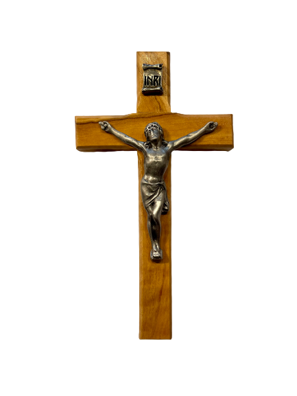 Pewter & Olive Wood Crucifix