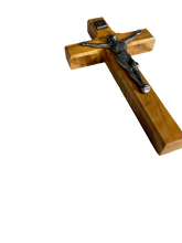Load image into Gallery viewer, Pewter &amp; Olive Wood Crucifix
